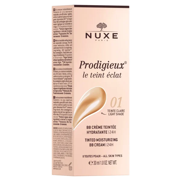 NUXE BB Crème Teintée Hydratante - Teinte Claire | Huiles 100% Végétales | Teint Unifié & Pores Resserreés