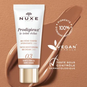 NUXE BB Crème Teintée Hydratante - Teinte Foncée | Teint Unifié & Pores Resserreés | Huiles 100% Végétales