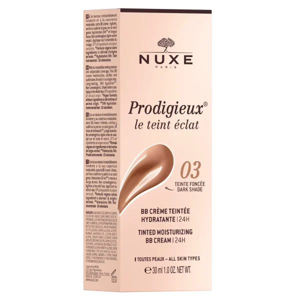 NUXE BB Crème Teintée Hydratante - Teinte Foncée | Teint Unifié & Pores Resserreés | Huiles 100% Végétales