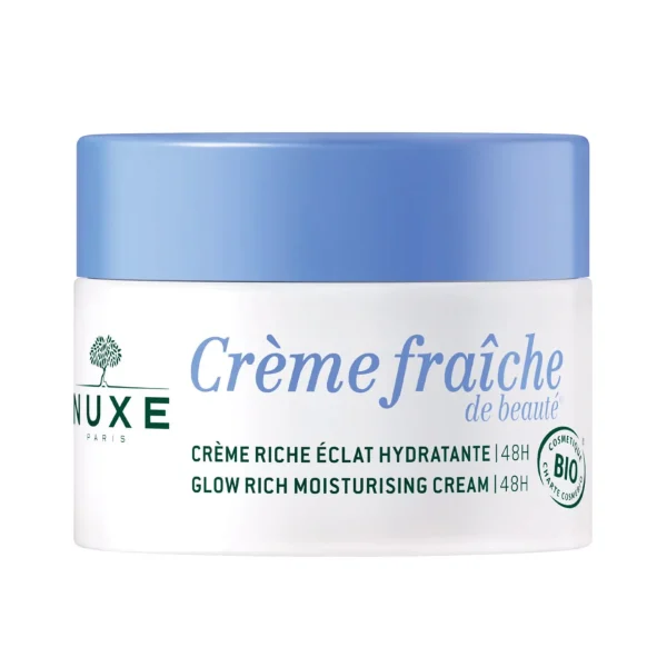 NUXE Crème Riche Éclat Hydratante | 48H, Certifiée Bio | Eclat & Anti-tache | Hydratation