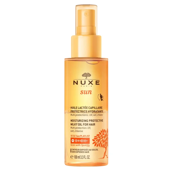 NUXE Huile Lactée Capillaire Protectrice Hydratante | Huiles 100% Végétales | Protection Solaire Cheveux